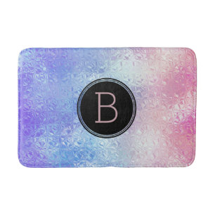 Iridescent glass ombre blue to pink bath mat