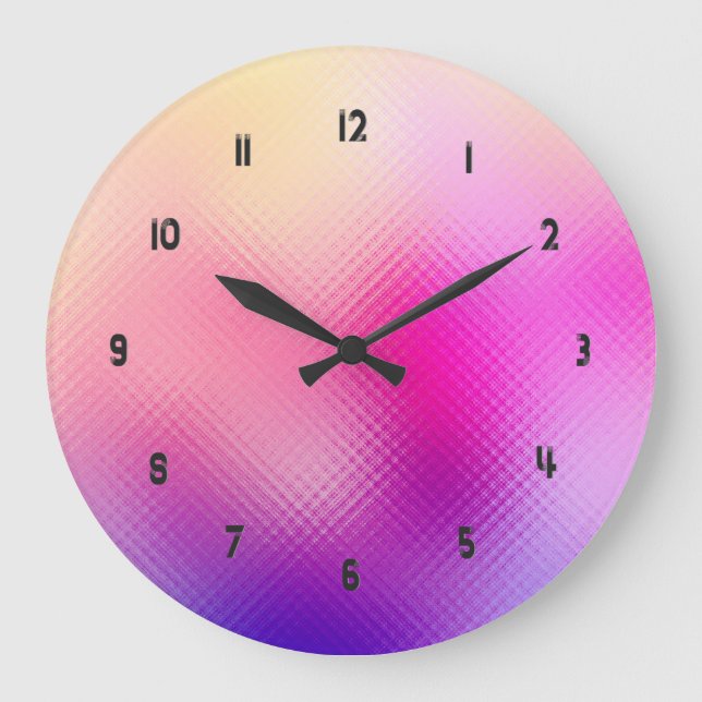 Iridescent glass purple and pink ombre large clock (Front)