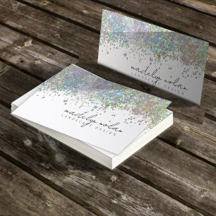 Iridescent Glitter Border Calligraphy ID936 Business Card