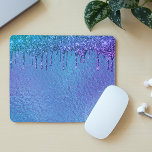 Iridescent Glitter Drips Blue Purple Holographic Mouse Pad<br><div class="desc">This design was created though digital art. It may be personalized in the area provide or customizing by choosing the click to customize further option and changing the name, initials or words. You may also change the text colour and style or delete the text for an image only design. Contact...</div>