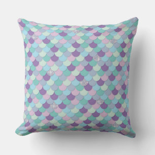 Iridescent Glitter Unicorn Mermaid Fish Scales Throw Pillow