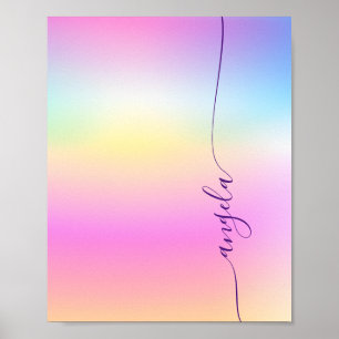 Iridescent Gradient Glam Name Phone Wallpaper Poster
