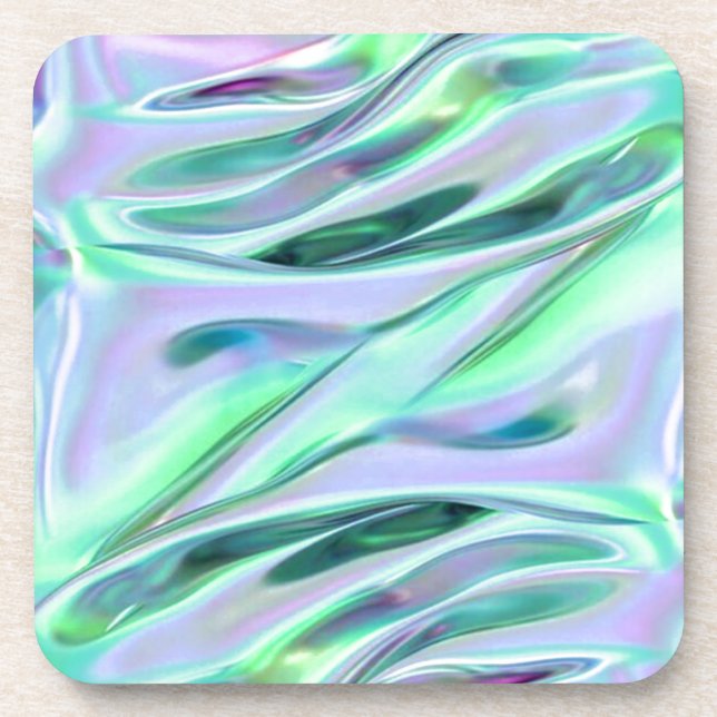 Iridescent Green and Blue MetallicMarbled Coaster (Front)