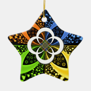 Iridescent Hearts Seamless Polka Dot Abstract Art Ceramic Ornament