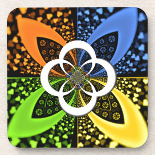 Iridescent Hearts Seamless Polka Dot Abstract Art Coaster