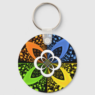 Iridescent Hearts Seamless Polka Dot Abstract Art  Keychain