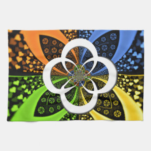 Iridescent Hearts Seamless Polka Dot Abstract Art  Kitchen Towel