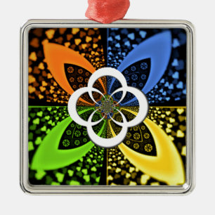 Iridescent Hearts Seamless Polka Dot Abstract Art  Metal Ornament
