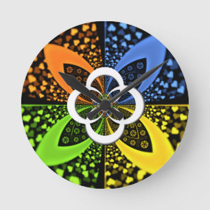 Iridescent Hearts Seamless Polka Dot Abstract Art  Round Clock