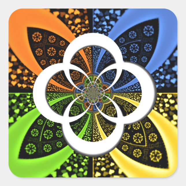 Iridescent Hearts Seamless Polka Dot Abstract Art  Square Sticker (Front)