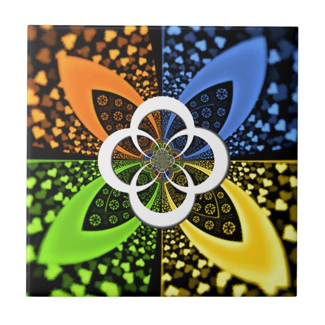 Iridescent Hearts Seamless Polka Dot Abstract Art  Tile (Front)