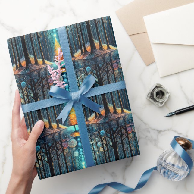 Iridescent Holiday Dream 🎄 Glowing Christmas Tree Wrapping Paper (Gifting)