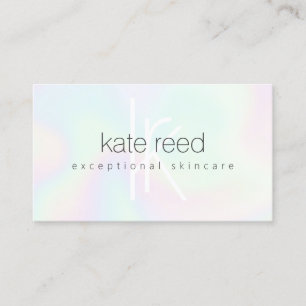 Iridescent Holograph Monogram Beauty Salon Business Card