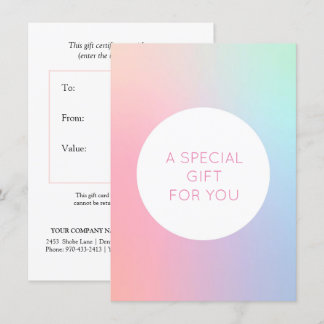 Iridescent Holographic beauty Gift Certificates Invitation