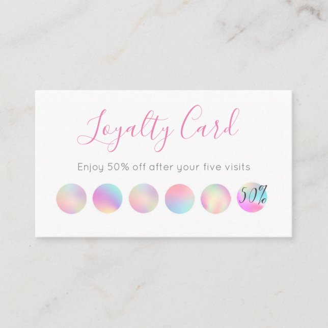 Iridescent Holographic Design Loyalty Card (Front)