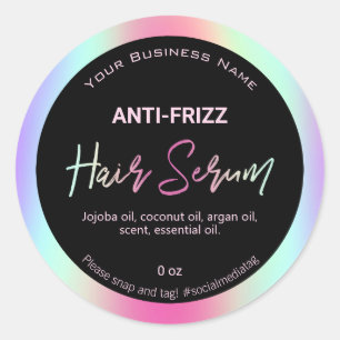 Iridescent Holographic Hair Serum Labels