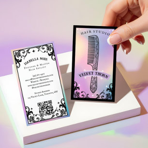Iridescent holographic Hair Stylist Beauty Salon Business Card
