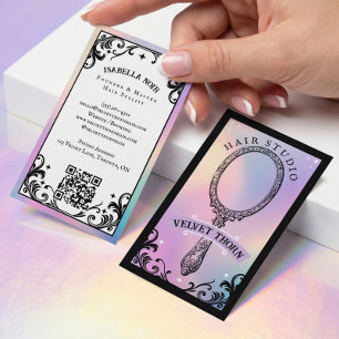 Iridescent holographic Hair Stylist Beauty Salon Business Card