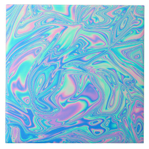 Iridescent Holographic Liquid Waves Tile