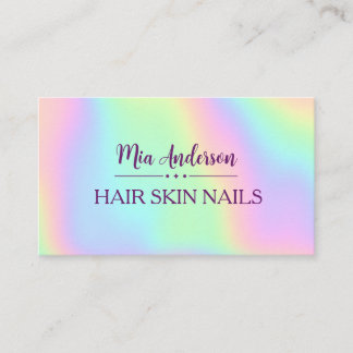 Iridescent Holographic Makeup Artist Nail Business Card
