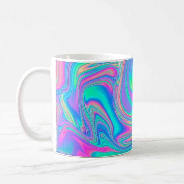 Iridescent Holographic: Neon Marbled Texture Coffee Mug (Left)