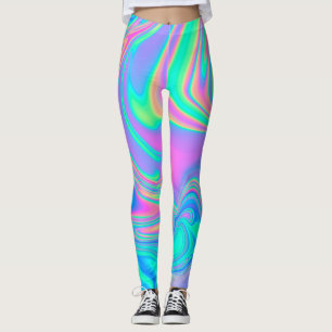 Iridescent Holographic: Neon Marbled Texture Leggings