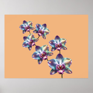 Iridescent Holographic Orchid Blooms Poster