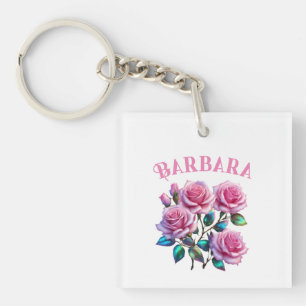 Iridescent Holographic Roses On Stems Keychain