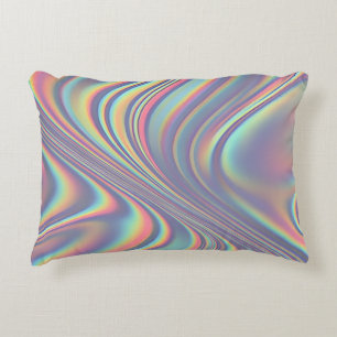 Iridescent Holographic Swirl Texture Accent Pillow