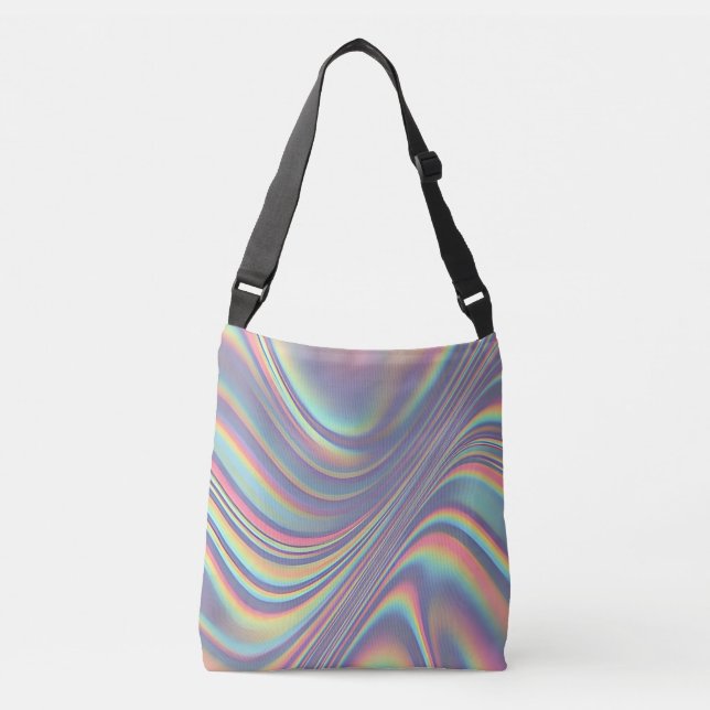 Iridescent Holographic Swirl Texture Crossbody Bag (Front)