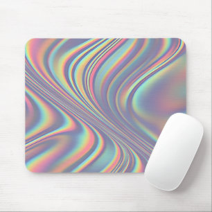 Iridescent Holographic Swirl Texture Mouse Pad
