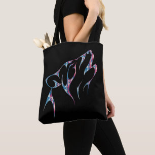 Iridescent Howling Wolf Spirit Animal Tote Bag
