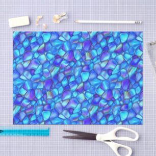 Iridescent Ice Blue & Purple Sea-glass Decoupage Tissue Paper