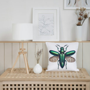 Iridescent Jewel Beetle Nature Inspired Art  Throw Pillow