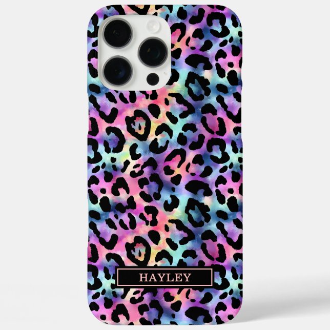 Iridescent Leopard Print Monogrammed Case-Mate iPhone Case (Back)