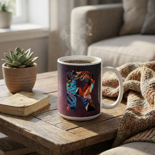 Iridescent Letter R Monogram: Holographic Cosmic Coffee Mug