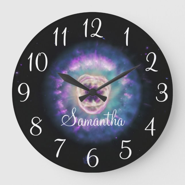 Iridescent Lion Nebula Personalized Large Clock (Front)