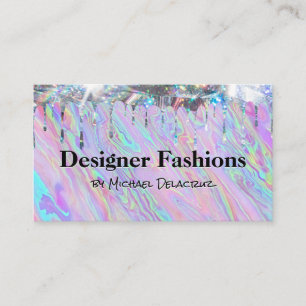Iridescent Liquid Shimmer Drip Stylish Business Card