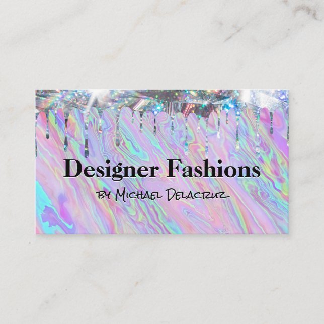 Iridescent Liquid | Shimmer Drip | Stylish Business Card (Front)