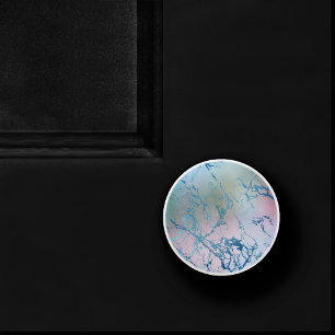 Iridescent Marble   Trendy Holographic Blue Pink Ceramic Knob