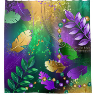 Iridescent mardi gras background with beads