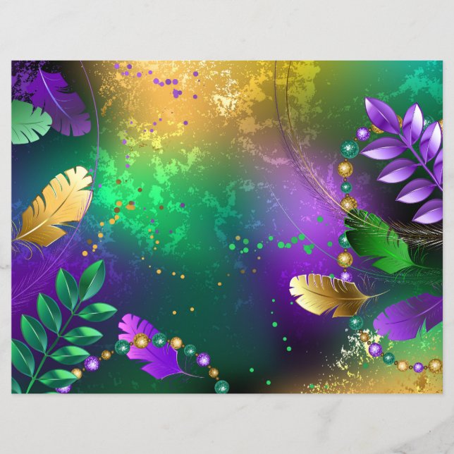 Iridescent mardi gras background with beads (Front)
