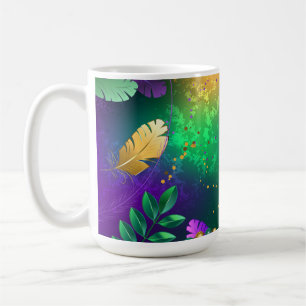 Iridescent mardi gras background with beads coffee mug