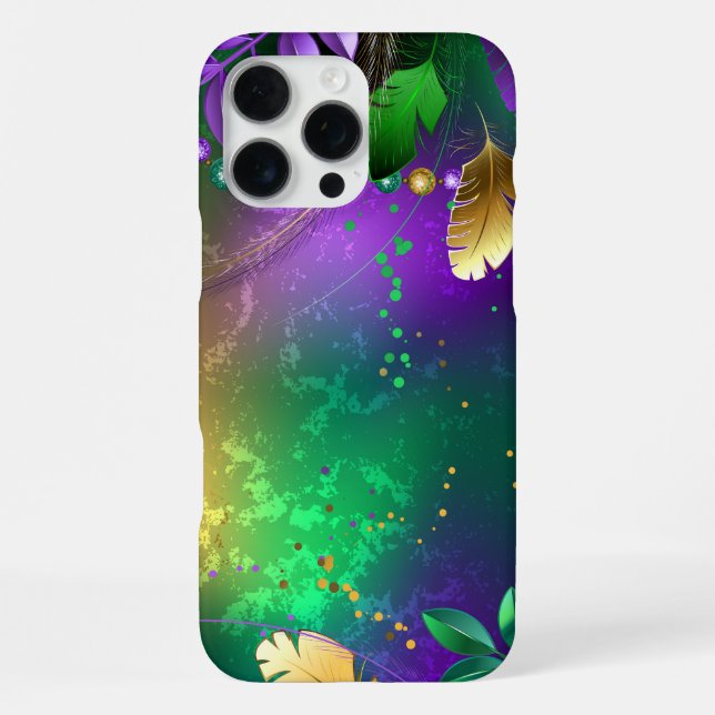 Iridescent mardi gras background with beads iPhone case (Back)