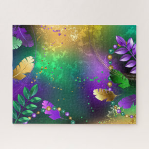 Iridescent mardi gras background with beads jigsaw puzzle