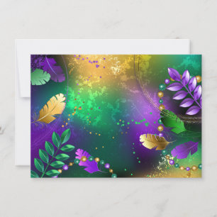 Iridescent mardi gras background with beads save the date