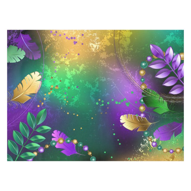 Iridescent mardi gras background with beads tablecloth (Front (Horizontal))