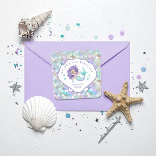 Iridescent Mermaid Scales Clam Shell V1 ID1144 Square Sticker