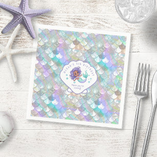 Iridescent Mermaid Scales Clam Shell V2 ID1144 Napkin