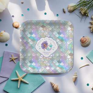 Iridescent Mermaid Scales Clam Shell V2 ID1144 Paper Plate